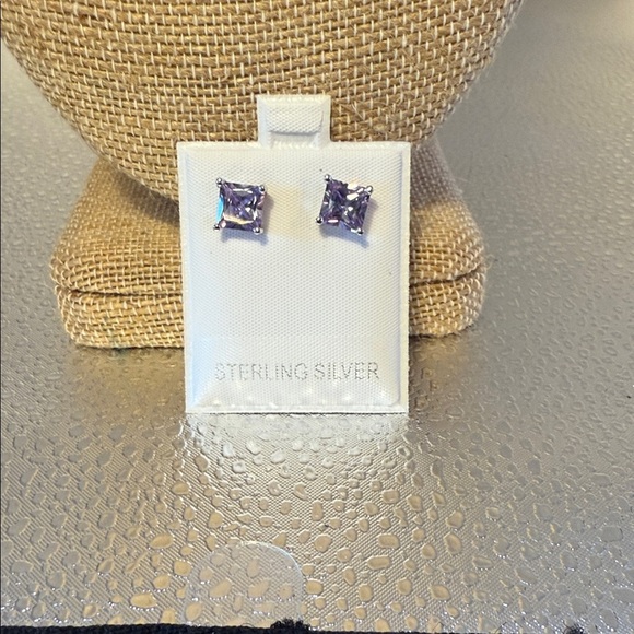 Sterling Silver Amethyst Stud Earrings - Picture 1 of 3